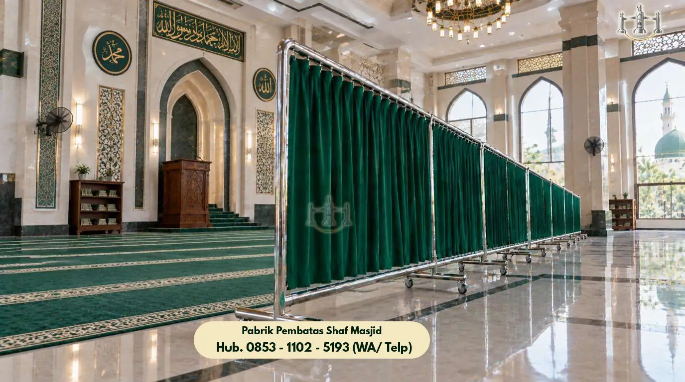 Hijab Masjid Stainless Ciledug, Pembatas Shaf Stainless Steel Masjid & Musholla