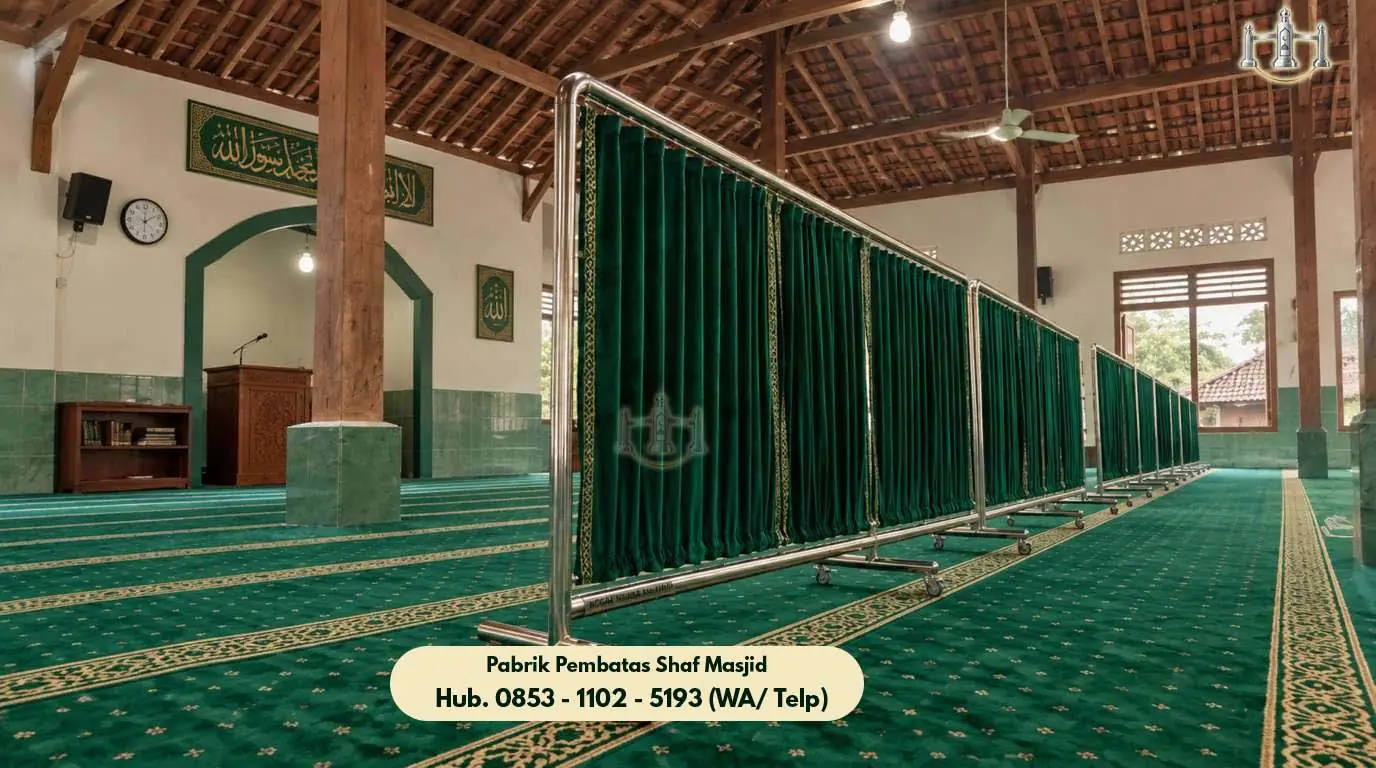 Hijab Masjid Stainless Larangan, Pembatas Shaf Stainless Steel Masjid & Musholla