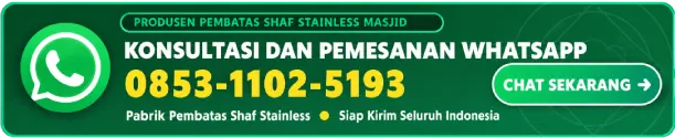 Partisi Shaf Masjid Setu, Hubungi Kami WhatsApp 0853-1102-5193 Pemesanan Pembatas Shaf Stainless Steel